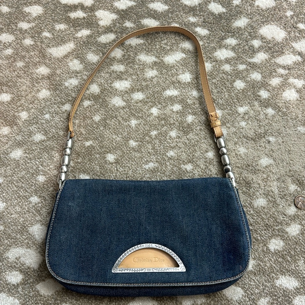 Dior Denim Christian Maris Pearl Shoulder Bag